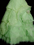 Modest Ball Gown Sweetheart Green Organza 80s Long Prom Dresses Inspiration Party Gowns Vintage Sweet 16 Dress HZ0311