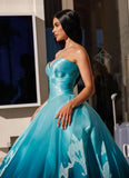 Blue Vintage Fashion Long Prom Dresses Ball Gown Evening Dress For Women HZ0311