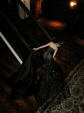 Sparkly Mermaid High Neck Black Sequin With Beads Gem Long Prom Dresses 20th Birthday Outfits HZ0311