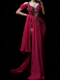 Modest Mermaid Sweetheart Hot Pink Chiffon With Beaded Bodice College Formal Outfit Long Prom Graduation Dresses For Teens HZ0311