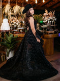 High Low Prom Dress Women Black Organza Long Formal Dance Evening Party Gowns HZ0311