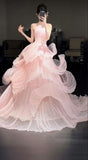 Pink Vintage Fashion Long Prom Dresses Ball Gown High Neck Evening Dress For Women HZ0311