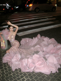New Mermaid One Shoulder Pink Layered Prom Dress Aesthetic Long Graduation Evening Outfits HZ0311