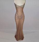 Luxurious Mermaid Crystal Beaded Embroidered Corset Prom Dress 20th Birthday Outfits HZ0311