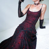 Vintage Mermaid Spaghetti Strap Burgundy Black Long Prom Dresses Impress 18th Birthday Outfits Prom Gown HZ0311
