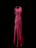 Modest Night Aesthetic Sheath Scoop Neck Burgundy Satin College Formal Outfit Long Prom Graduation Dresses For Teens HZ0311