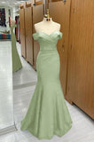 Navy Blue Off-the-shoulder Sweetheart Short Sleeves Long Mermaid Prom Dress Birthday Outfits HZ0311