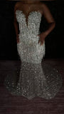 Classy Mermaid Sweetheart Silver Gray Sequins Prom Dresses Party Dress Long Evening Dresses HZ0311