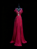 Modest Mermaid Sweetheart Hot Pink Chiffon With Beaded Bodice College Formal Outfit Long Prom Graduation Dresses For Teens HZ0311