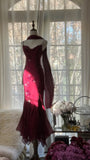 Elegant Mermaid Spaghetti Straps Burgundy Chiffon Prom Dresses Inspiration Trending Evening Gowns Formal Party Prom Dress HZ0311