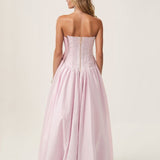 Classy Strapless Pink Split Prom Dresses A-line Party Formal Dress Formal Gowns HZ0311