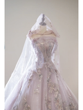 Unique Ball Gown Strapless Lilac Tulle With Multi Layered Long Prom Quinceanera Dresses Sweet 15 16 Birthday Gown HZ0311