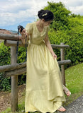 Elegant Prom Dress Light Yellow U-neck Pleated Party Outfits Gala Gown Evening Dresses HZ0427