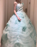Charming Ball Gown Spaghetti Straps Tulle Evening Gala Gown Prom Dresses Quinceanera Dress HZ0427