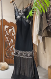Stunning Prom Dress Black Spaghetti Straps Beading Birthday Party Outfits Evening Dresses Gala Gown HZ0427