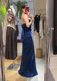 Elegant Prom Dress Satin Spaghetti Straps Pleated Evening Dresses Gala Gown Cocktail Outfits HZ0427