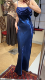 Elegant Prom Dress Satin Spaghetti Straps Pleated Evening Dresses Gala Gown Cocktail Outfits HZ0427