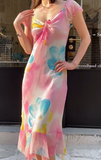 Fashion Prom Dress Chiffion V-neck Pleated Evening Dresses Print Gala Gown Cocktail Outfits HZ0427