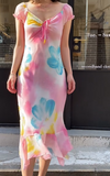 Fashion Prom Dress Chiffion V-neck Pleated Evening Dresses Print Gala Gown Cocktail Outfits HZ0427