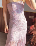Chic Prom Dress Strapless Beading Evening Dresses Gala Gown Cocktail Outfits HZ0427