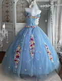 Stunning Ball Gown Off Shoulder Pleated Tulle Evening Gala Gown Prom Dresses Sweet 16th Dress HZ0427