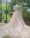 Charming Prom Dress Square Neck Print Pleated Evening Dress Gala Gown Cocktail Outfits HZ0427