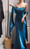 Elegant Prom Dress Satin Spaghetti Straps Cocktail Outfits Evening Dress Gala Gown HZ0427