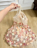 Sweet Homecoming Dress Spaghetti Straps Floral Short Prom Dress Cocktail Outfits Birthday Party Dress HZ0427