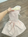 Beauty Homecoming Dress Strapless Pleated Short Prom Dress Back to School Outfits Birthday Party Dress HZ0427