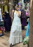 Elegant Prom Dress White V-neck Pleated Long Cocktail Outfits Evening Dress Gala Gown HZ0427