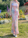 New Arrival Prom Dress Spaghetti Straps Print Evening Dress Long Cocktail Outfits Gala Gown HZ0427
