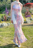 New Arrival Prom Dress Spaghetti Straps Print Evening Dress Long Cocktail Outfits Gala Gown HZ0427