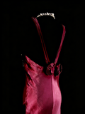 Modest Night Aesthetic Sheath Scoop Neck Burgundy Satin College Formal Outfit Long Prom Graduation Dresses For Teens HZ0311