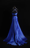 Retro Mermaid Spaghetti Straps Royal Blue Satin 2000s Long Prom Dresses Inspo 18th Birthday Outfits Formal Dress HZ0311
