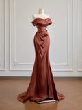 Glamorous Mermaid Off The Shoulder With Short Sleeves Prom Dresses Long Evening Formal Gown BirthdayParty Gowns HZ0311