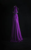 Retro A Line Halter Grape Chiffon Prom Dresses With Beadings Inspiration Party Gowns Princess Formal Dress HZ0311