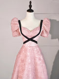 Cute A line Sweetheart Pink Lace Senior Prom Dresses High School Long Formal Dress HZ0311