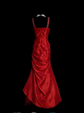 Classy Mermaid Sweetheart Red Satin Long Senior Prom dresses High School Formal Dresses HZ0311
