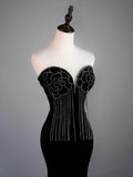 Modest Mermaid Sweetheart Black Velvet College Formal Outfit Prom Graduation Dresses For Teens HZ0311