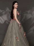 Charming Ball Gown Strapless Tulle Long Evening Prom Dresses Floor Length Evening Formal Dress HZ0311