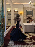 Timeless Mermaid Strapless Black With Ruffles Satin Long Prom Dresses Inspo Semi Formal Gown HZ0311
