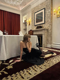 Timeless Mermaid Strapless Black With Ruffles Satin Long Prom Dresses Inspo Semi Formal Gown HZ0311
