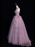 Modest Ball Gown Strapless Lilac Tulle Long Formal Evening Dress Gowns Formal Prom Dresses HZ0311