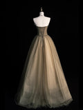 Chic Ball Gown Strapless Tulle Sleeveless Senior Prom dresses High School Long Formal Dress HZ0311