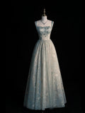 Modest A line Square Neck Sage Green Tulle Lace Prom Dresses Inspiration Party Gowns Princess Formal Dress HZ0311