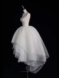 Classy Ball Gowns High Low Strapless White Tulle Prom Dresses Graduation Gown 20th Birthday Outfits HZ0311