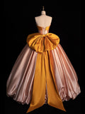 Modest Ball Gown Strapless Satin Pink Prom Dresses Inspiration Party Gowns Princess Formal Dress HZ0311