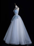 Elegnt Ball Gown Sweetheart Light Sky Blue Tulle Long Prom Dress Fashion Aesthetic High School Formal Dresses Party Outfits Gown HZ0311