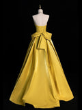 Chic Ball Gown Sweetheart Yellow Satin Senior Prom dresses High School Long Formal Dress HZ0311