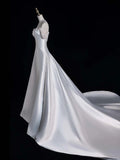 Fairytale Fantasy Art Wedding Dresses Ball Gown Sweetheart Satin White Glitter With Beaded Bodice Train Brides Dress Fitted Bridal Gowns HZ0311